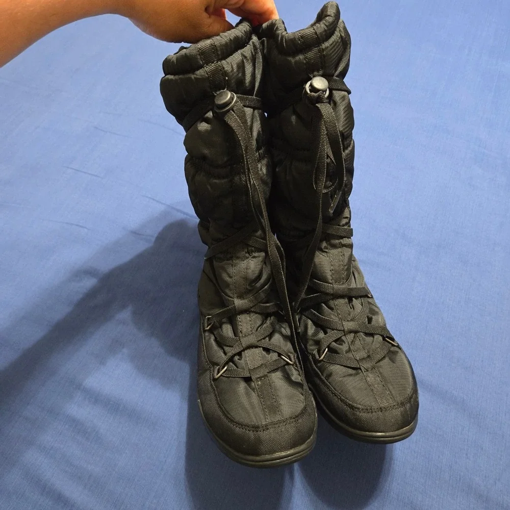 Kamik Luxembourg Snow Boots Womens 6 Black Excellent Waterproof Quilted Lace Up